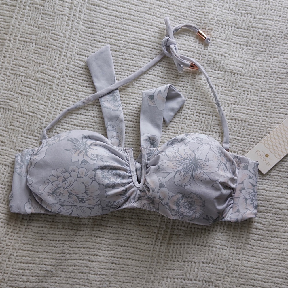 NWT Eberjey Floral Halter Bikini Top Swim